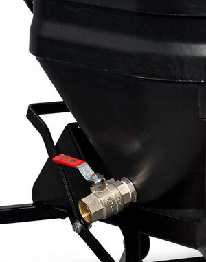 Prezentarea grafică a unei USP Ruwac arată golirea simplă cu ajutorul robinetului cu bilă la aspiratorul de apă WSP2000