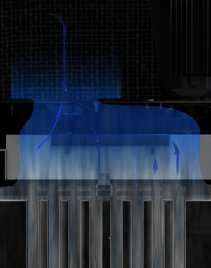 Prezentarea grafică a unei USP Ruwac arată acumularea particulelor de praf fin la aspiratorul industrial DS1